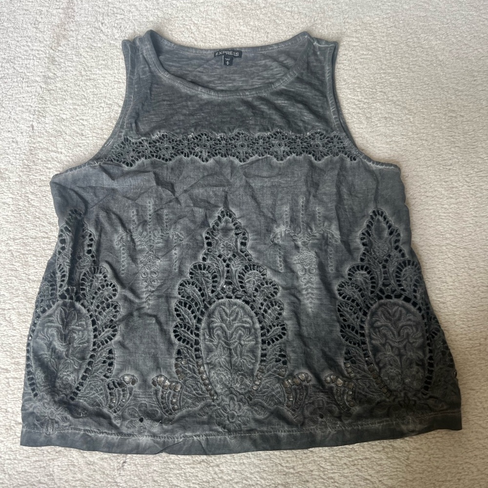 Express Charcoal Lace Tank Top